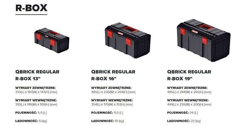SKRZYNKA NARZĘDZIOWA NA NARZĘDZIA QBRICK REGULAR R-BOX 16 SKRQRBOX16CZAPG003