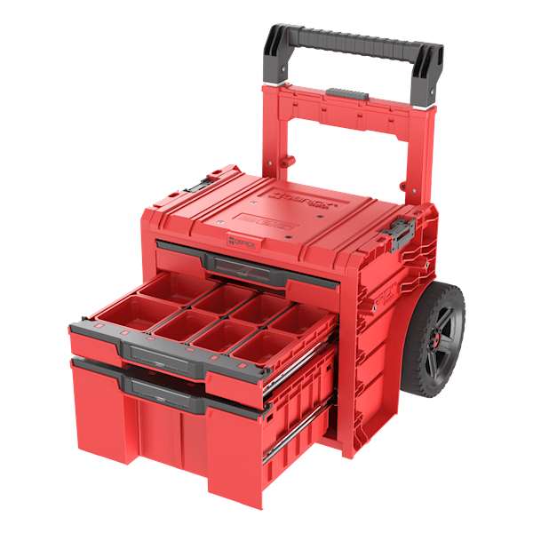 MOBILNA SKRZYNKA NARZĘDZIOWA Z 3 SZUFLADAMI NA KOŁACH QBRICK SYSTEM PRO CART 2.0 PLUS DRAWER 3 RED ULTRA HD CUSTOM
