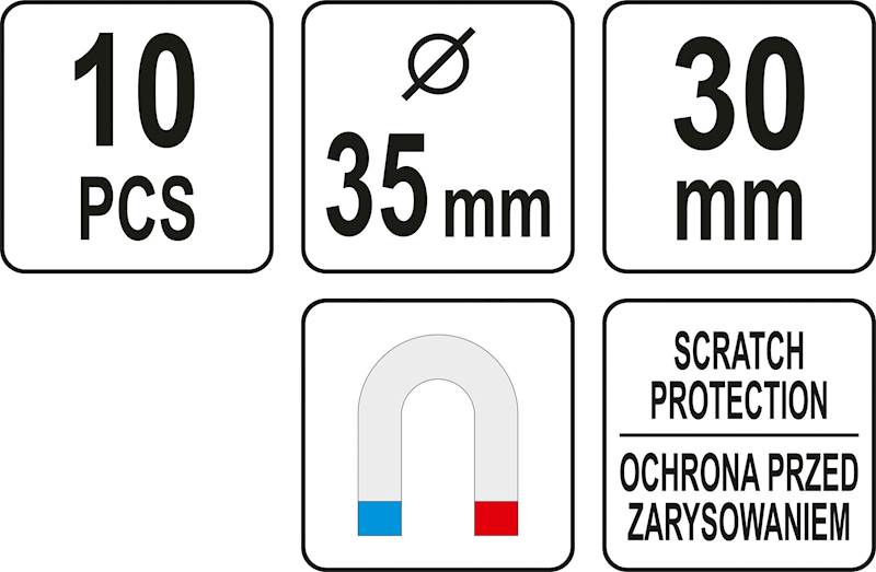 ZESTAW HACZYKÓW MAGNETYCZNYCH 10SZT. DO KLUCZY NARZĘDZI YT-08690 YATO