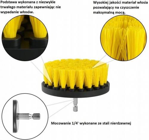 SZCZOTKI SPRZĄTAJĄCE NA WIERTARKĘ WKRĘTARKĘ PADY 4SZT. KD10995 KRAFT&DELE