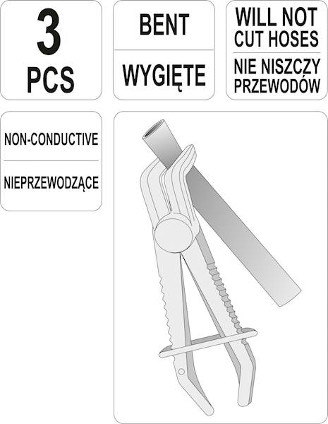 KOMPLET ZACISKÓW KĄTOWYCH DO PRZEWODÓW Z CIECZĄ 3szt YT-08403 YATO