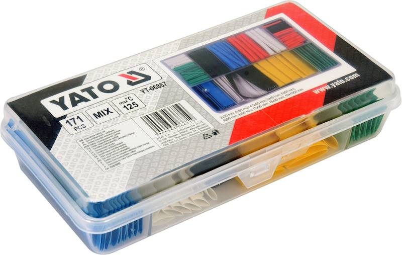 ZESTAW KOSZULEK, RUREK, RURKI TERMOKURCZLIWE 171SZT KOLOROWE YT-06867 YATO