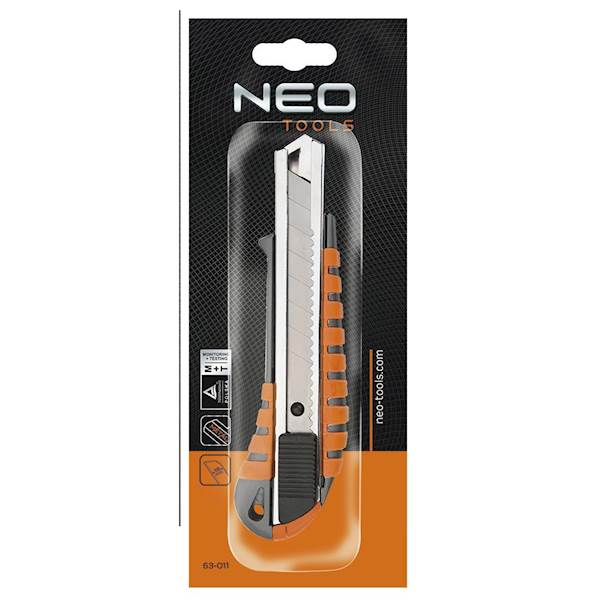 NÓŻ, NOŻYK Z ŁAMANYM OSTRZEM 18MM METALOWY KORPUS 63-011 NEO