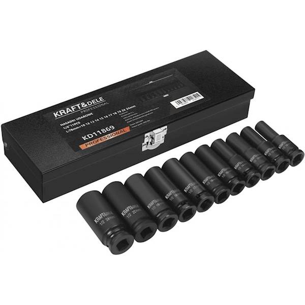 NASADKI UDAROWE KLUCZE NASADOWE 1/2" ZESTAW 10-24mm 11szt. KD11869 KRAFT&DELE