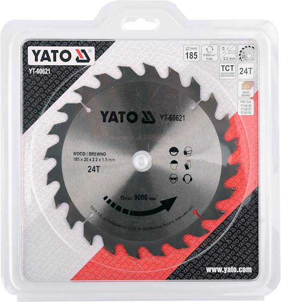 TARCZA WIDIOWA DO DREWNA 185 x 20mm 24T YT-60621 YATO
