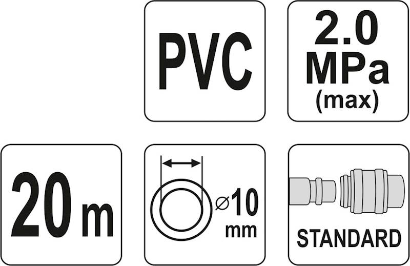 WĄŻ PNEUMATYCZNY ZBROJONY PVC Z SZYBKOZŁ. 10mm x20m  YT-24225 YATO