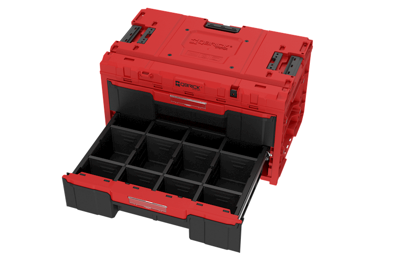 SKRZYNKA NARZĘDZIOWA Z 2 SZUFLADAMI QBRICK SYSTEM ONE DRAWER 2 TOOLBOX 2.0 RED ULTRA HD CUSTOM