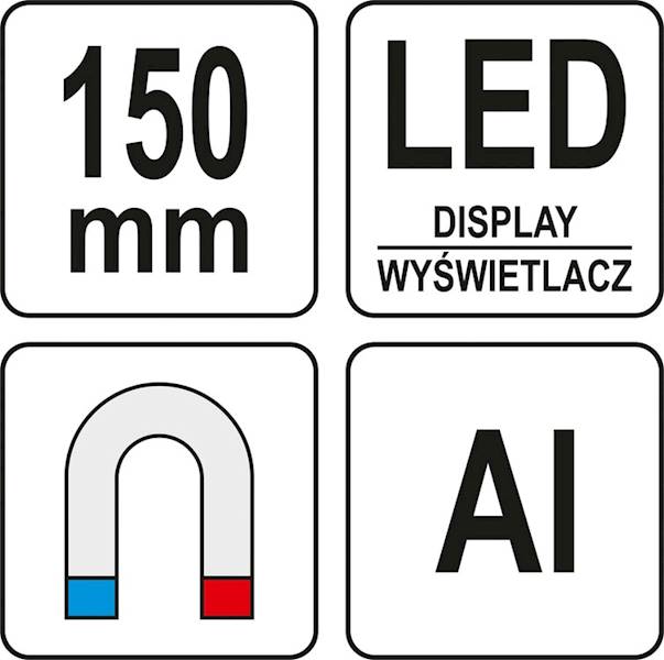 POZIOMNICA MASZYNOWA ELEKTRONICZNA 150 MM MAGNETYCZNA YT-30395 YATO