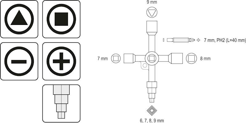 KLUCZ DO SZAF SZAFEK TECHNICZNYCH, STEROWNICZYCH, SERWISOWYCH YT-66700 YATO