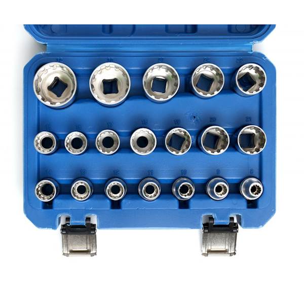 ZESTAW KLUCZY, NASADEK 12-KĄTNYCH SPLINE 1/2" 8-32 19EL. KD10347 KRAFT&DELE