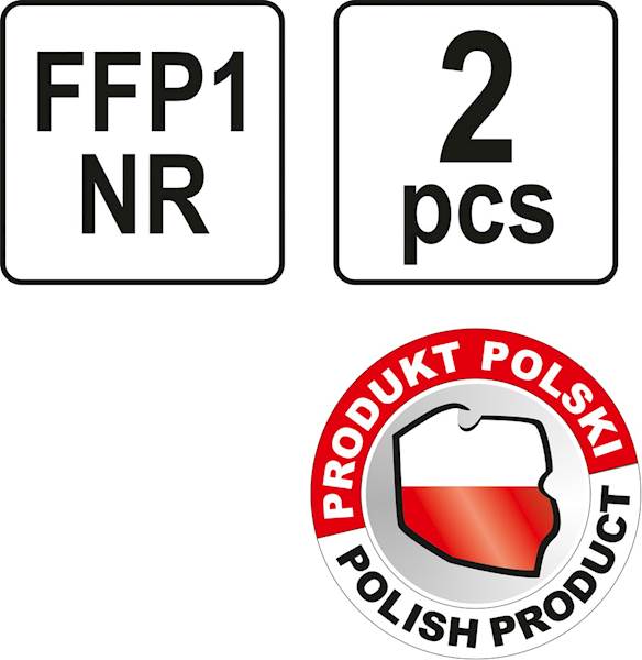 PÓŁMASKA FILTRUJĄCA JEDNORAZOWA KSZTAŁTOWA FFP1/K - 2SZT. YT-74852 YATO