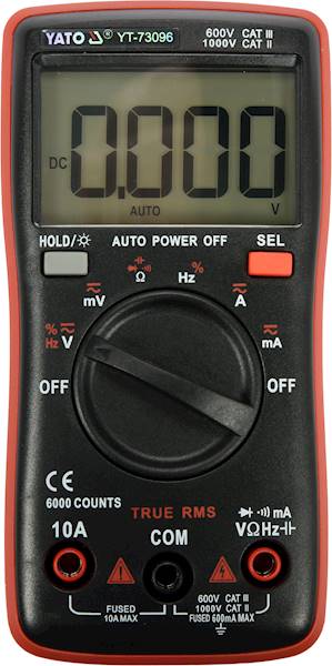 MIERNIK CYFROWY TRUE RMS Z AUTOMATYCZNYM ZAKRESEM LCD 6000  YT-73096 YATO