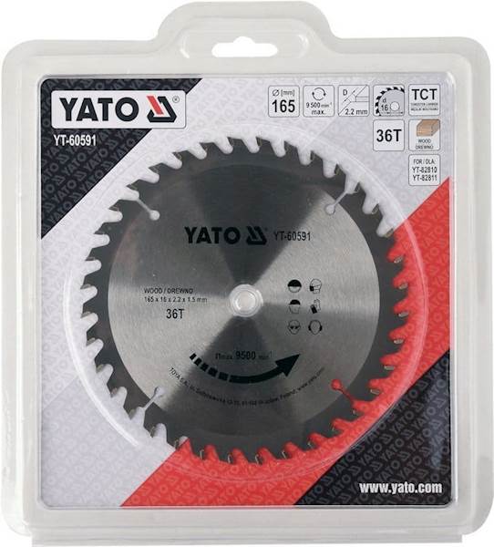 TARCZA, PIŁA TCT WIDIOWA DO DREWNA 165x36Tx16mm YT-60591 YATO