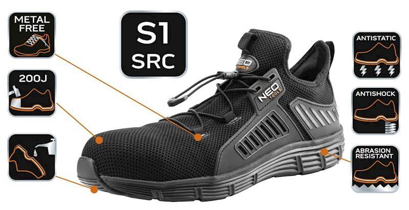 BUTY, PÓŁBUTY ROBOCZE BHP S1 SRC KOMPOZYTOWY PODNOSEK ROZ. 39 82-158-39 NEO