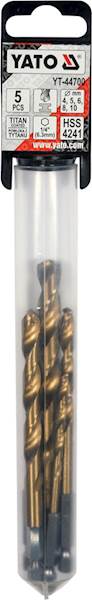 KOMPLET WIERTEŁ DO METALU TYTAN 4-10MM, 5SZT. UCHWYT HEX 1/4" YT-44700 YATO