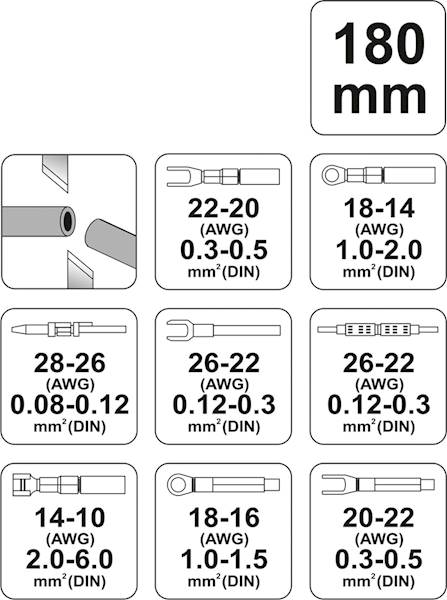 SZCZYPCE DO ZACISKANIA KONEKTORÓW 0.08-6 MM2, 2 FUNKCJE YT-2256 YATO