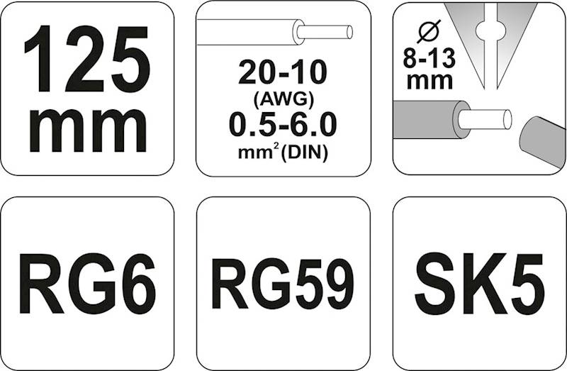 ŚCIĄGACZ IZOLACJI DO PRZEWODÓW 125MM 0,5÷6MM2 YT-2274 YATO