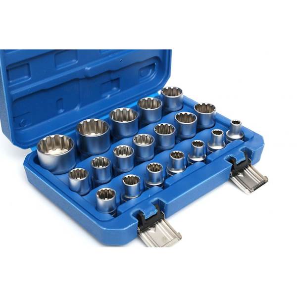 ZESTAW KLUCZY, NASADEK 12-KĄTNYCH SPLINE 1/2" 8-32 19EL. KD10347 KRAFT&DELE