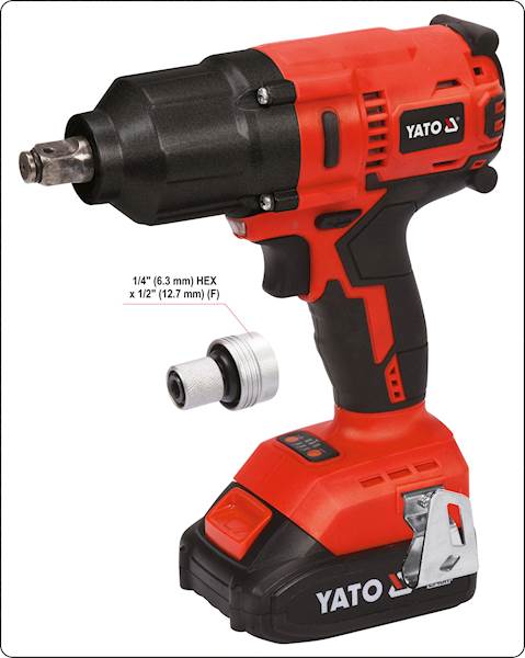 KLUCZ UDAROWY BEZSZCZOTKOWY AKUMULATOROWY 18V 1/2" 700NM YT-82806 YATO