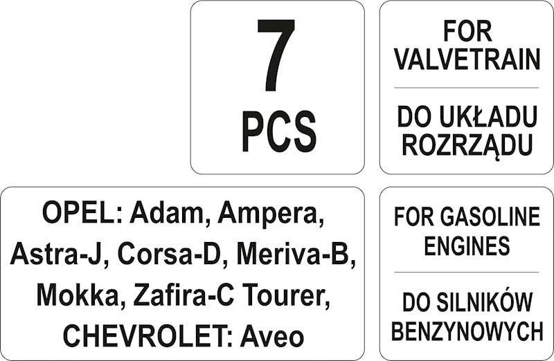 ZESTAW BLOKAD ROZRZĄDU OPEL.CHEVROLET 1,0-1,4 7cz. YT-06009 YATO