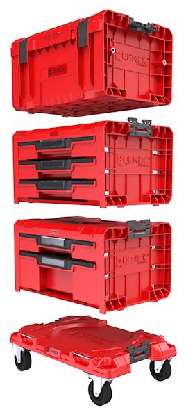 MOBILNA SZAFKA WARSZTATOWA QBRICK SYSTEM PRO 2.0 DRAWER TOOLBOX WORKSHOP SET 4 RED ULTRA HD