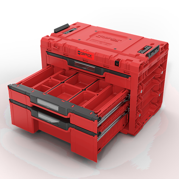 MODUŁOWA SKRZYNIA NARZĘDZIOWA Z 3 SZUFLADAMI QBRICK SYSTEM PRIME DRAWER 3 TOOLBOX EXPERT RED ULTRA HD