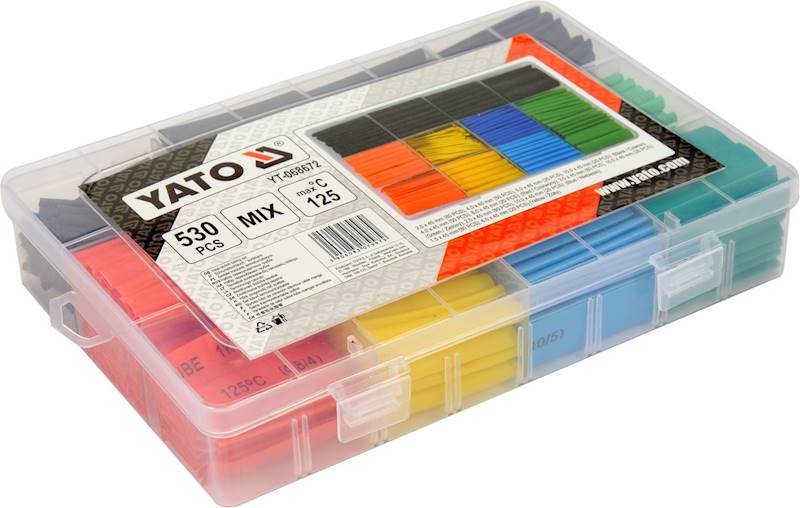 ZESTAW KOSZULEK, RUREK, RURKI TERMOKURCZLIWE 530SZT KOLOROWE YT-068672 YATO