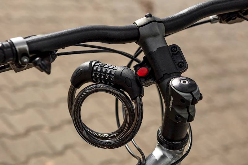 ZAPIĘCIE ROWEROWE, BLOKADA NA ROWER HULAJNOGE, MOTOCYKL LINKA NA KOD 120 CM 91-007 NEO