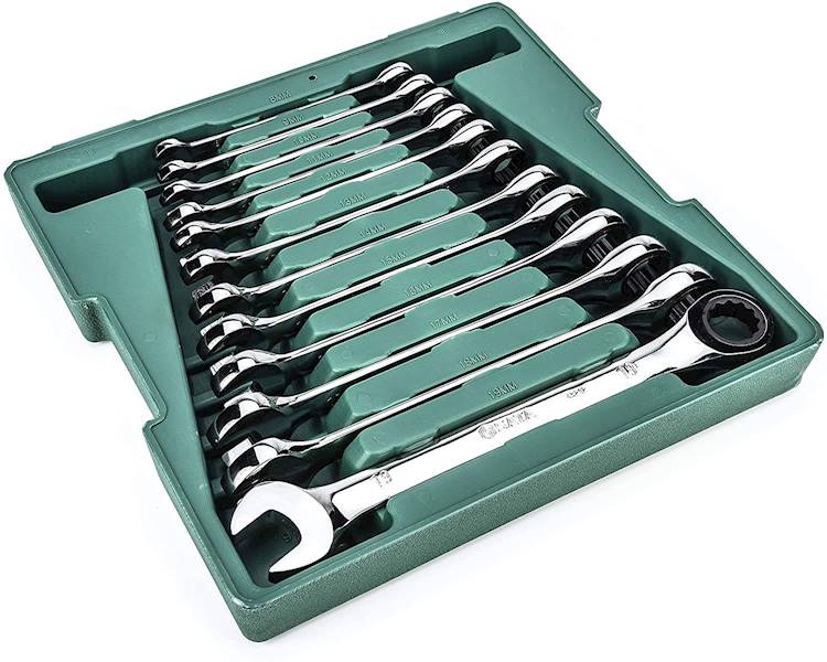 ZESTAW 12 KLUCZY PŁASKO-OCZKOWYCH Z GRZECHOTKĄ 8-19 MM SATA ST09040-02