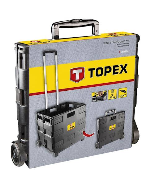 WÓZEK TRANSPORTOWY, SKŁADANA SKRZYNKA, UDŹWIG 35KG 79R306 TOPEX