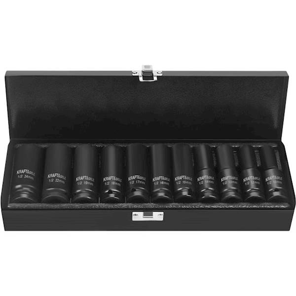 NASADKI UDAROWE KLUCZE NASADOWE 1/2" ZESTAW 10-24mm 11szt. KD11869 KRAFT&DELE