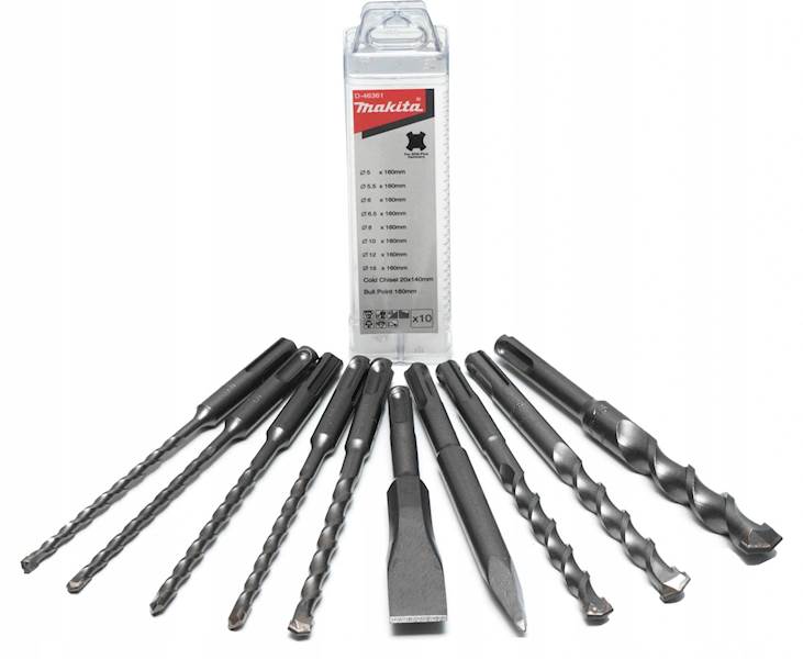 ZESTAW WIERTEŁ I DŁUT SDS-PLUS DO BETONU, MURU 10SZT. MAKITA D-46361