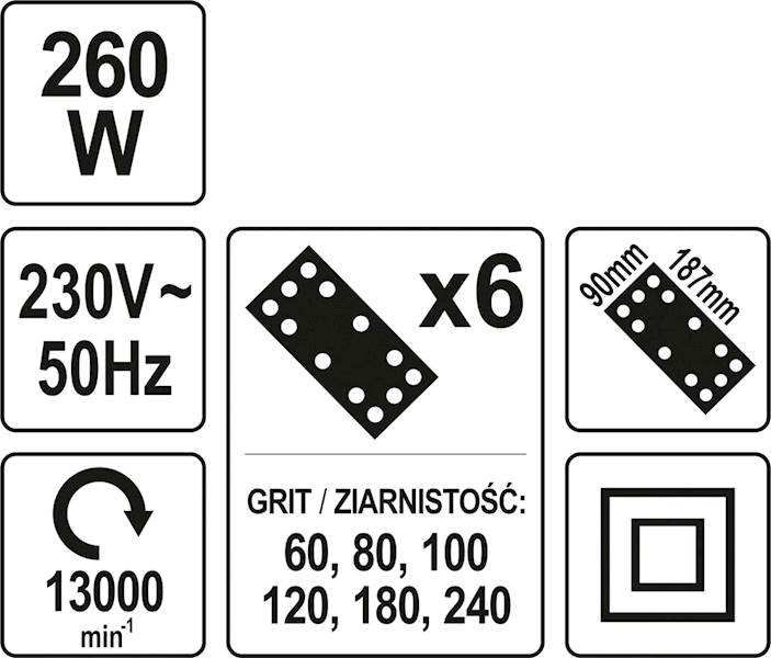 SZLIFIERKA OSCYLACYJNA - FILTR 260W YT-82230 YATO