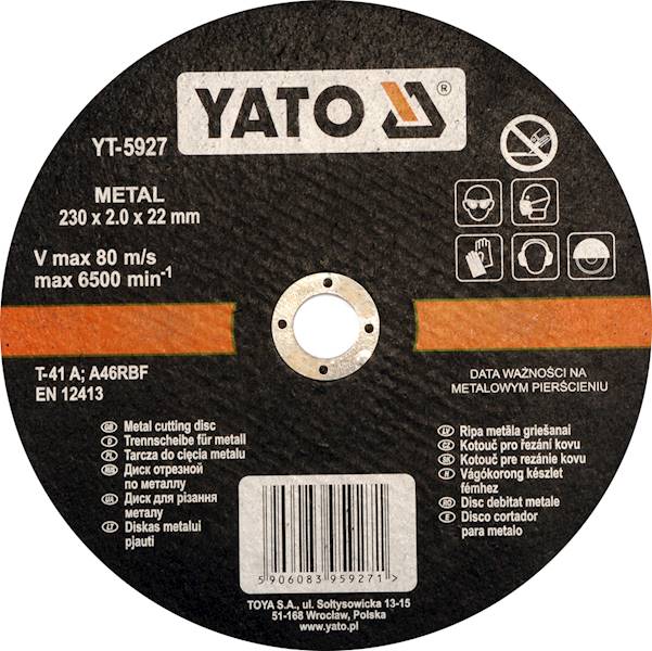 TARCZA DO CIĘCIA METALU I STALI NIERD. 230mm 5szt YT-5927 YATO