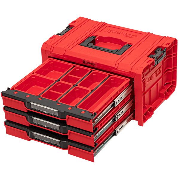 SKRZYNKA NARZĘDZIOWA Z 3 SZUFLADAMI QBRICK SYSTEM PRO DRAWER 3 TOOLBOX EXPERT RED ULTRA HD SKRQPROD3ECZEPG001