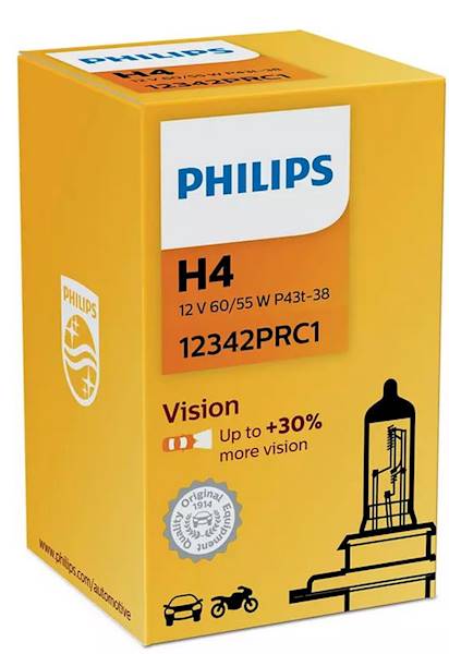 ŻARÓWKA SAMOCHODOWA PHILIPS H4 60/55W 12V VISION+30% 12342PRC1/PHO.