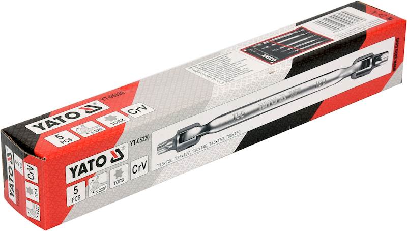 ZESTAW KLUCZY TORX Z PRZEGUBEM T15-T60 5SZT. YT-05320 YATO