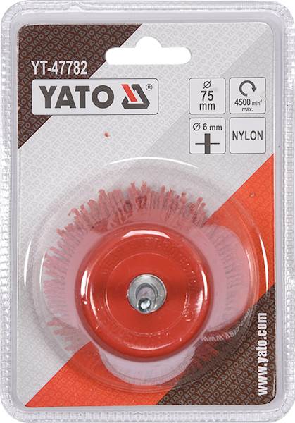 SZCZOTKA NA WIERTARKĘ NYLONOWA 75MM TARCZOWA T6MM YT-47782 YATO