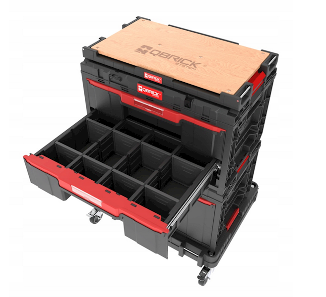 MOBILNA SZAFKA WARSZTATOWA, SKRZYNIE NARZĘDZIOWE Z SZUFLADAMI QBRICK SYSTEM ONE WORKSHOP DRAWERS SET 6