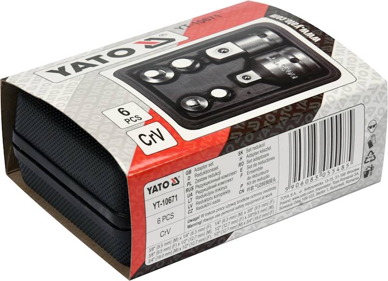 REDUKCJE ADAPTERY REDUKCYJNE ZESTAW 6 szt. 1/2" 1/4" 3/8" 3/4" CRV YT-10671 YATO