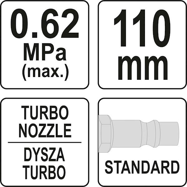 PISTOLET DO PRZEDMUCHIWANIA TURBO DŁUGI 110mm YT-23723 YATO