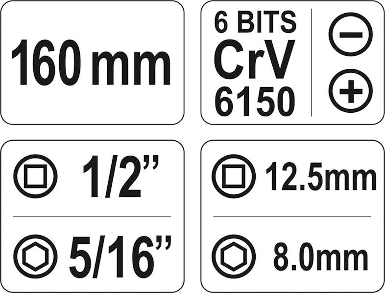 WKRĘTAK UDAROWY CR-V + 6 BITÓW YT-2802 YATO