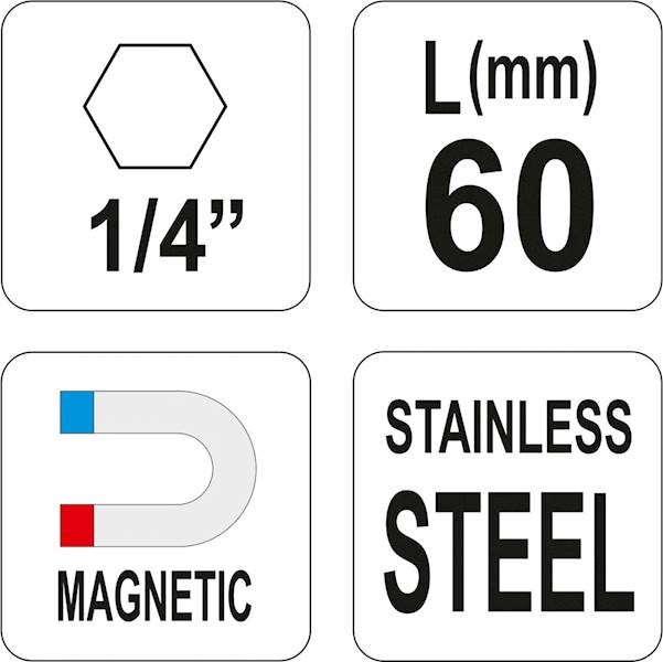 UCHWYT DO BITÓW 1/4'' MAGNETYCZNY 60MM DO GROTÓW 1/4 YT-0465 YATO