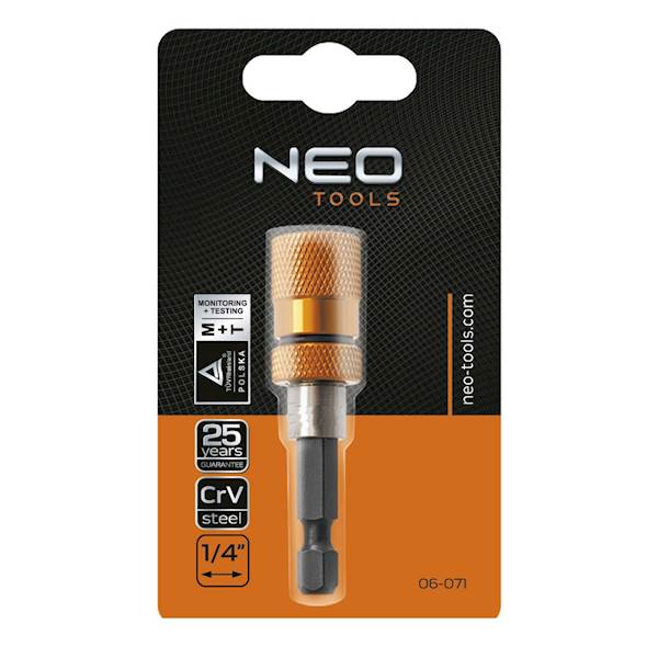 UCHWYT MAGNETYCZNY DO KOŃCÓWEK WKRĘTAKOWYCH, BITÓW SZYBKOMOCUJĄCY 1/4" 60 MM 06-071 NEO TOOLS