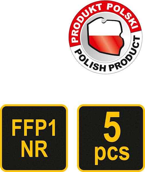 PÓŁMASKA FILTRUJĄCA JEDNORAZOWA Z ZAWOREM WYDECHOWYM FFP1/KZ 5SZT 74541