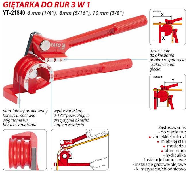 GIĘTARKA DO RUR 6-10MM YT-21840 YATO