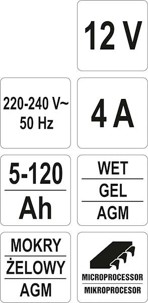 PROSTOWNIK ELEKTRONICZNY 12V/4A 5-120AH YT-83031 YATO