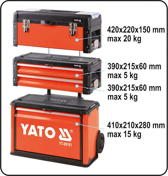 WÓZEK NARZĘDZIOWY MODUŁOWY 3-CZĘŚCIOWY YATO YT-09101