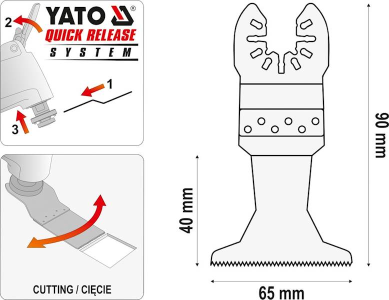 BRZESZCZOT WGŁĘBNY BIM-TIN DŁ. 90MM SZE. 65MM YT-34713 DO RENOVATORA YT-82220 YATO QUICK RELEASE