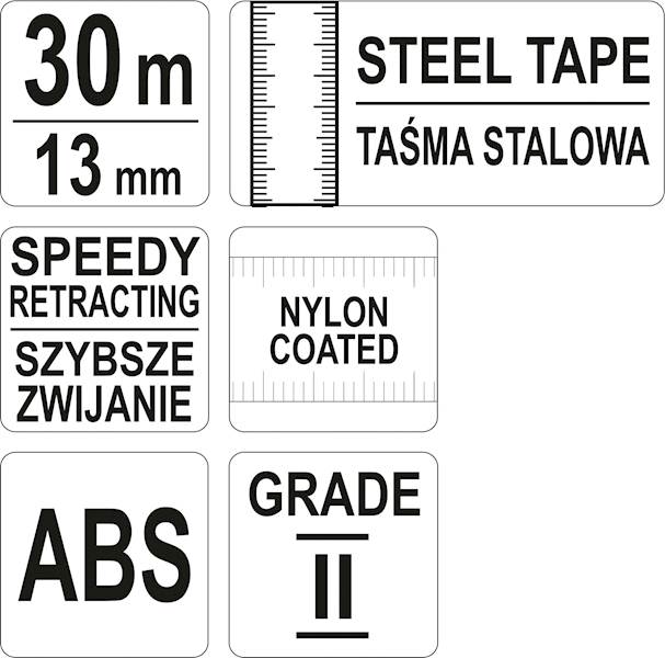 TAŚMA MIERNICZA STALOWA 30M ZWIJANA YT-71581 YATO